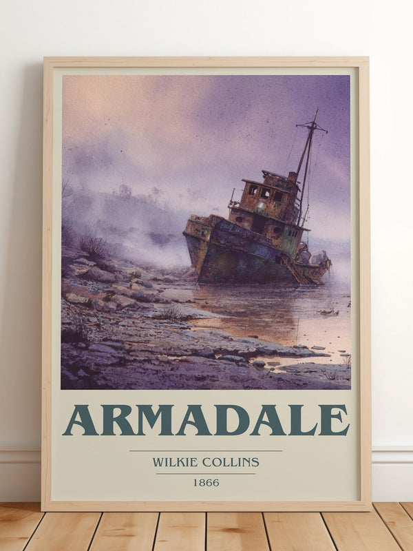 Armadale book cover print in frame leaning in hallway – mystery wall art