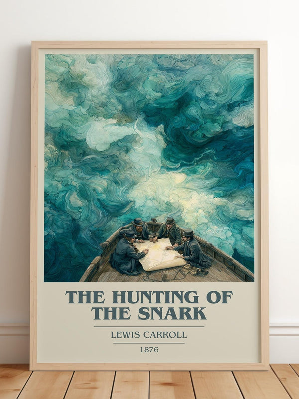 The Hunting Of The Snark book cover print in frame leaning in hallway – historical fiction wall art