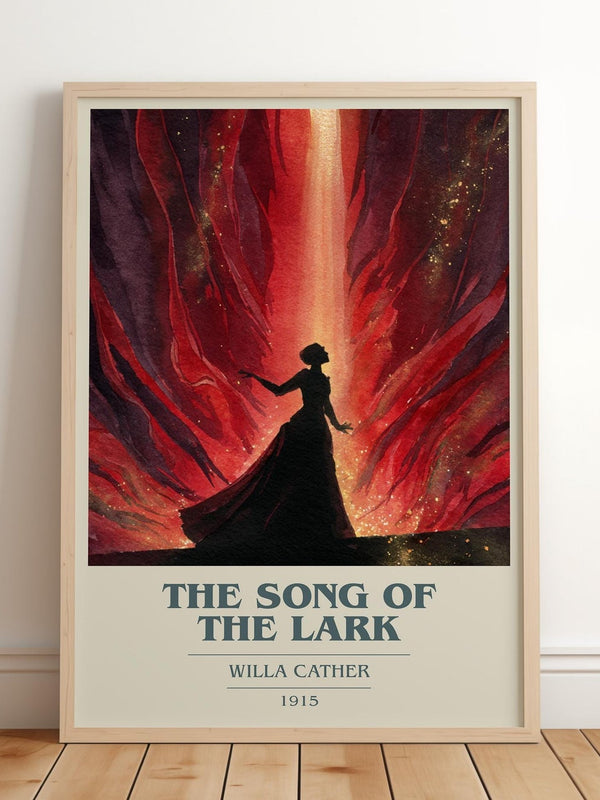 The Song of the Lark book cover print in frame leaning in hallway – classic literature wall art