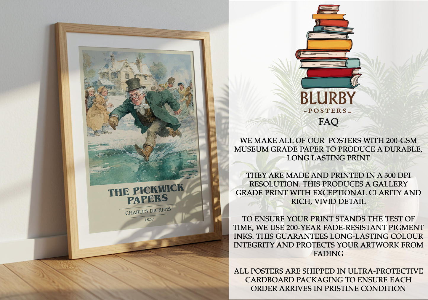The Pickwick Papers by Charles Dickens | Book Poster | Literary Art Gift For Book Lover | Novel Inspired Wall Art | Free Delivery