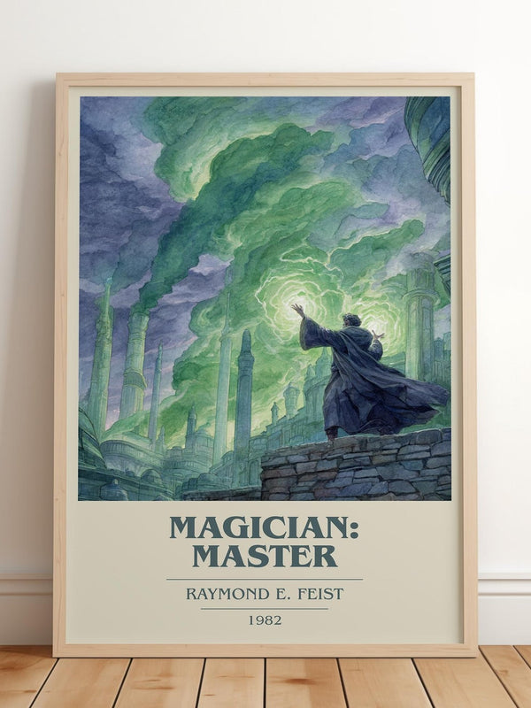 Magician: Master book cover print in frame leaning in hallway – fantasy wall art