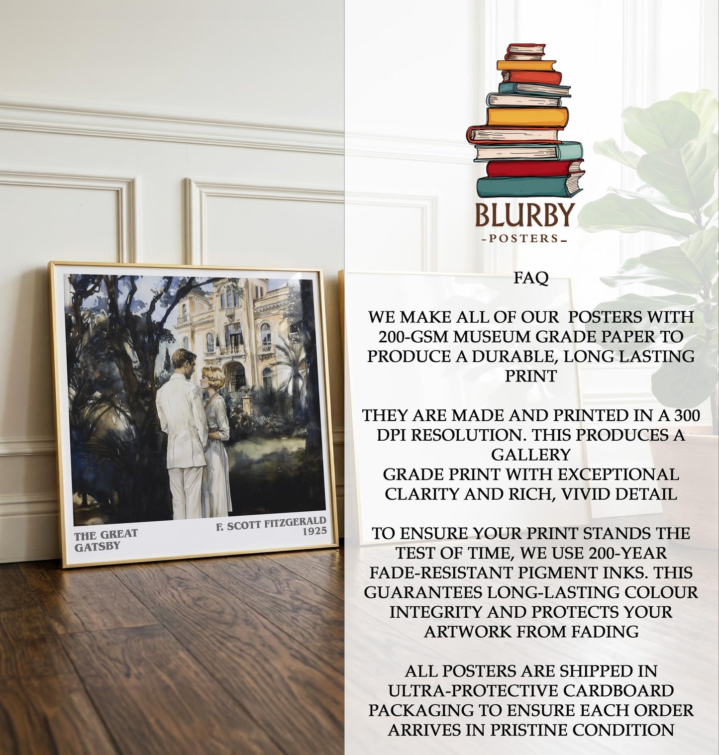 The Great Gatsby by F. Scott Fitzgerald | Book Poster | Literary Art Gift For Book Lover | Novel Inspired Wall Art | Free Delivery