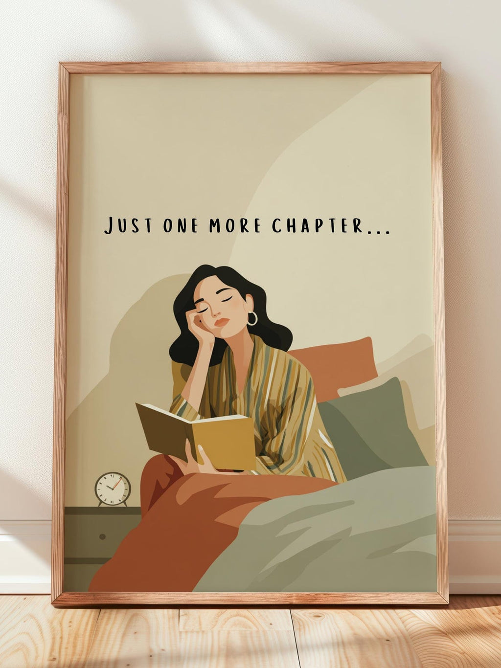 Just One More Chapter Print | Funny Night Owl Reader | Cozy Wall Decor | Book Lover Gift | Nook Poster | Reader Gift | Aesthetic Art | Home - Book Poster Art Print Decor Bookish