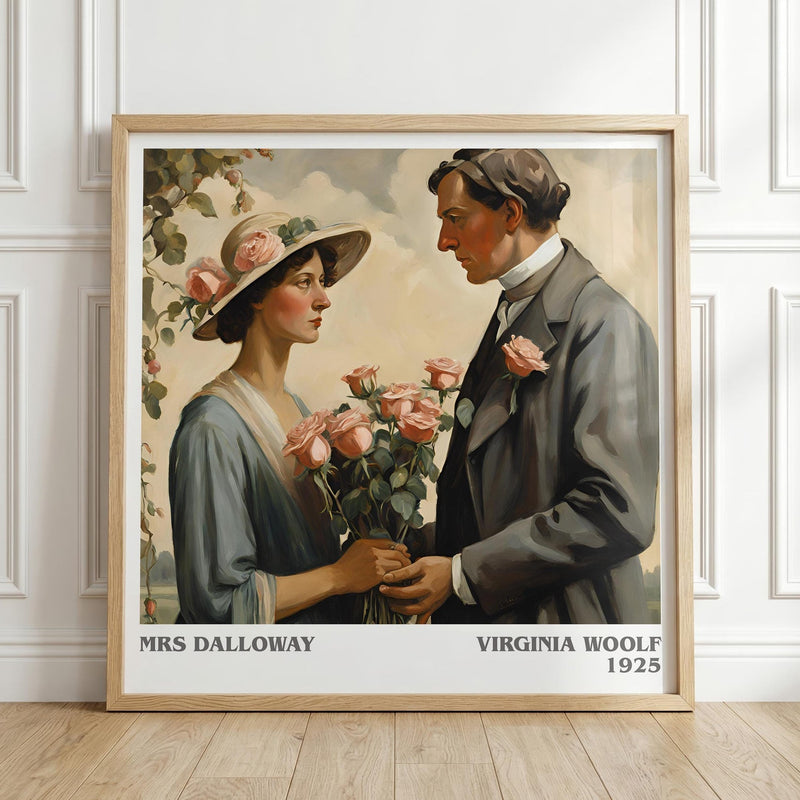 Mrs Dalloway literary print in frame leaning in hallway – literary fiction wall art