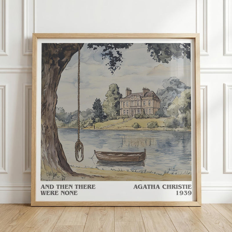 And Then There Were None literary print in frame leaning in hallway – mystery wall art
