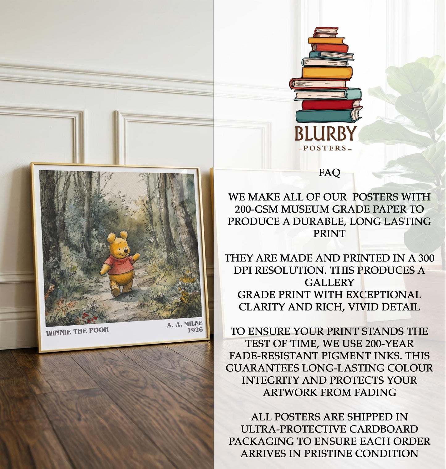 Winnie The Pooh by A. A. Milne | Book Poster | Literary Art Gift For Book Lover | Novel Inspired Wall Art | Free Delivery