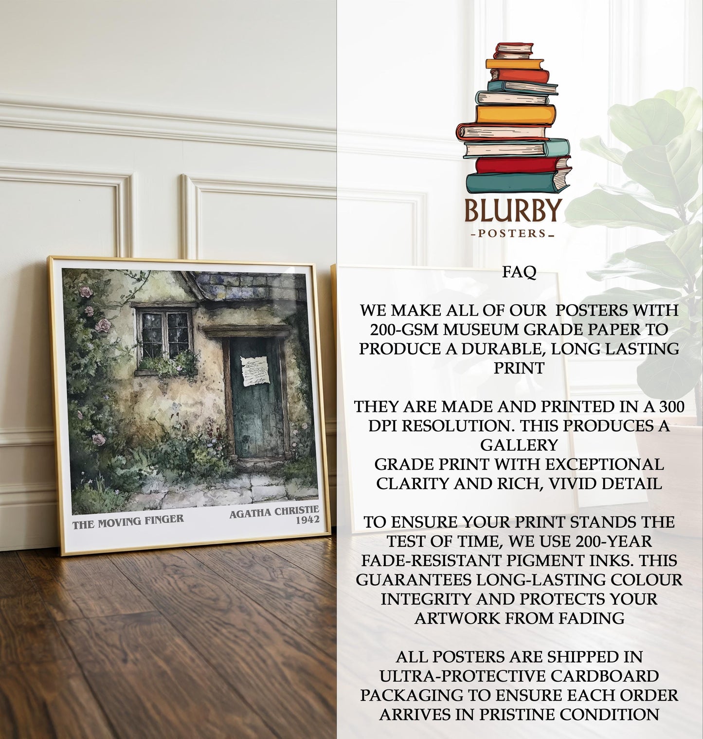The Moving Finger by Agatha Christie | Book Poster | Literary Art Gift For Book Lover | Novel Inspired Wall Art | Free Delivery