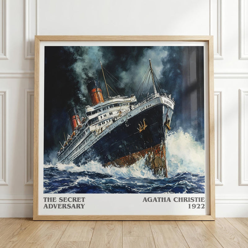 The Secret Adversary literary print in frame leaning in hallway – mystery wall art
