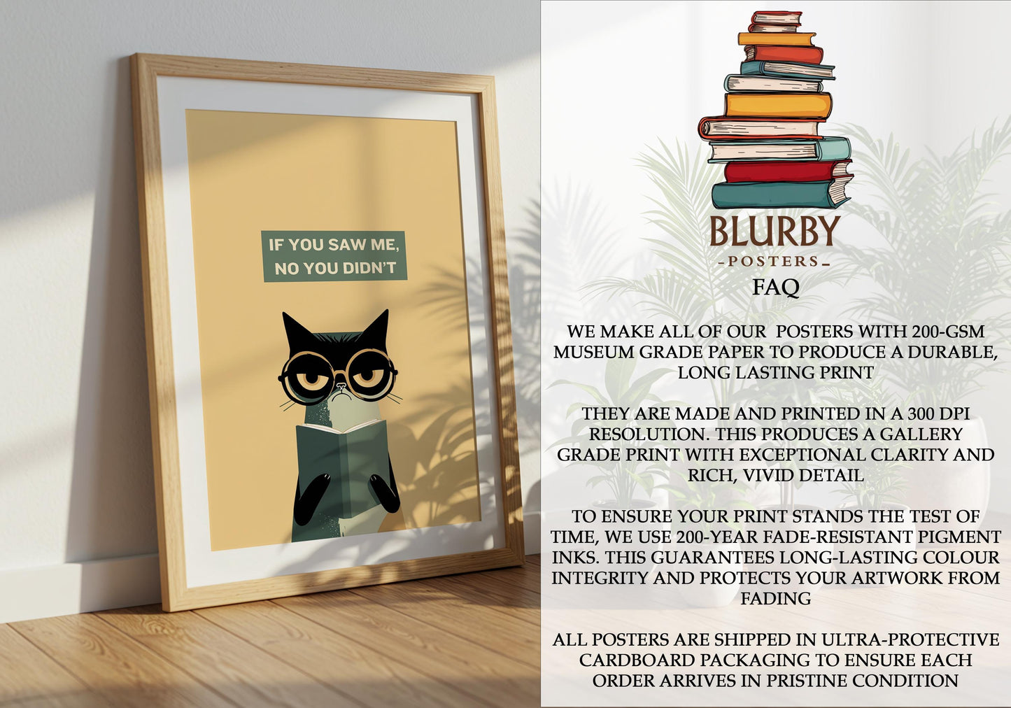 If You Saw Me No You Didnt Cat Print | Funny Sarcastic Cat | Cozy Wall Decor | Book Lover Gift | Nook Poster | Reader Gift | Aesthetic Art - Book Poster Art Print Decor Bookish