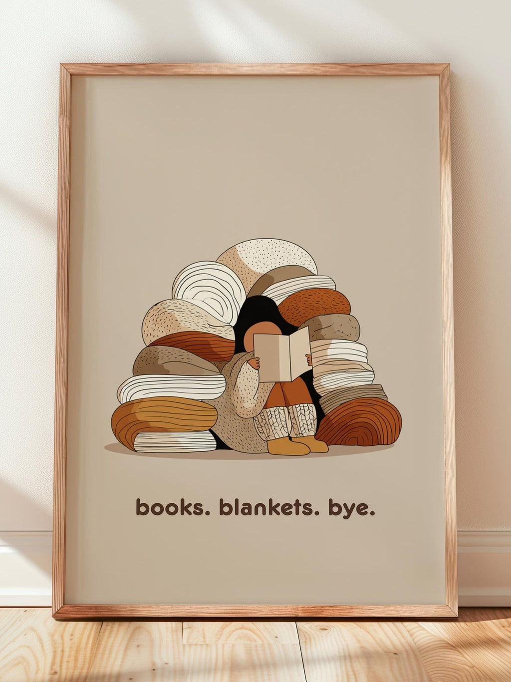 Books Blankets Bye Art Print | Cozy Reading Fort Poster | Cozy Wall Decor | Book Lover Gift | Nook Poster | Reader Gift | Aesthetic Book Art - Book Poster Art Print Decor Bookish