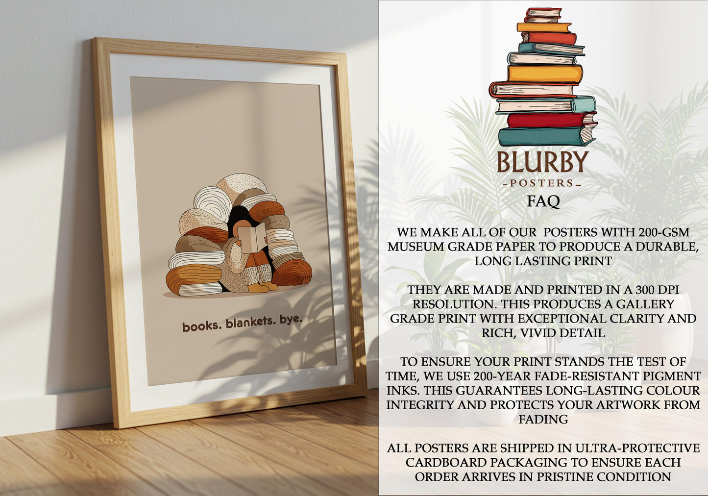 Books Blankets Bye Art Print | Cozy Reading Fort Poster | Cozy Wall Decor | Book Lover Gift | Nook Poster | Reader Gift | Aesthetic Book Art - Book Poster Art Print Decor Bookish