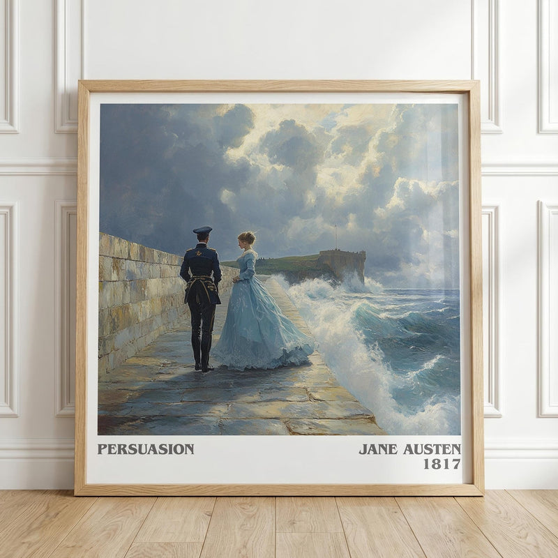 Persuasion literary print in frame leaning in hallway – classic literature wall art