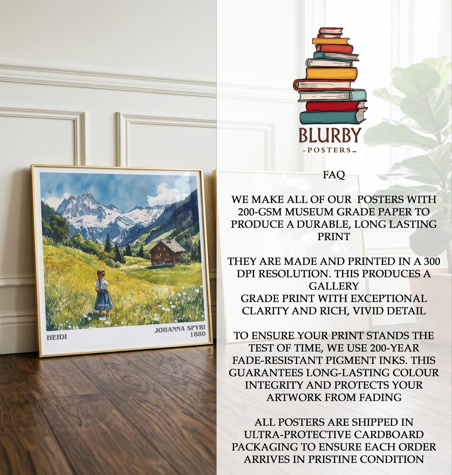 Heidi by Johanna Spyri | Book Poster | Literary Art Gift For Book Lover | Novel Inspired Wall Art | Free Delivery