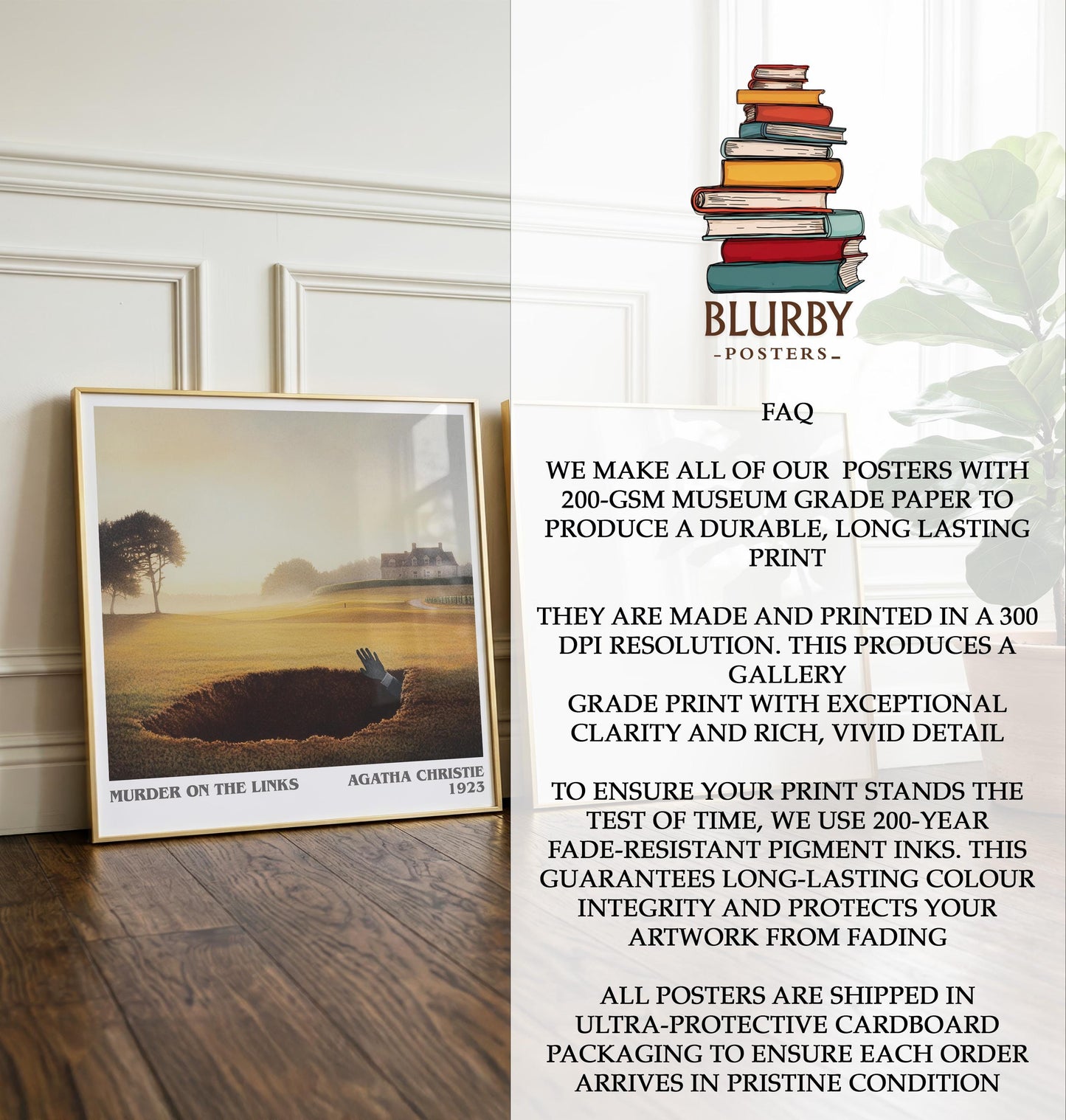 Murder On The Links by Agatha Christie | Book Poster | Literary Art Gift For Book Lover | Novel Inspired Wall Art | Free Delivery