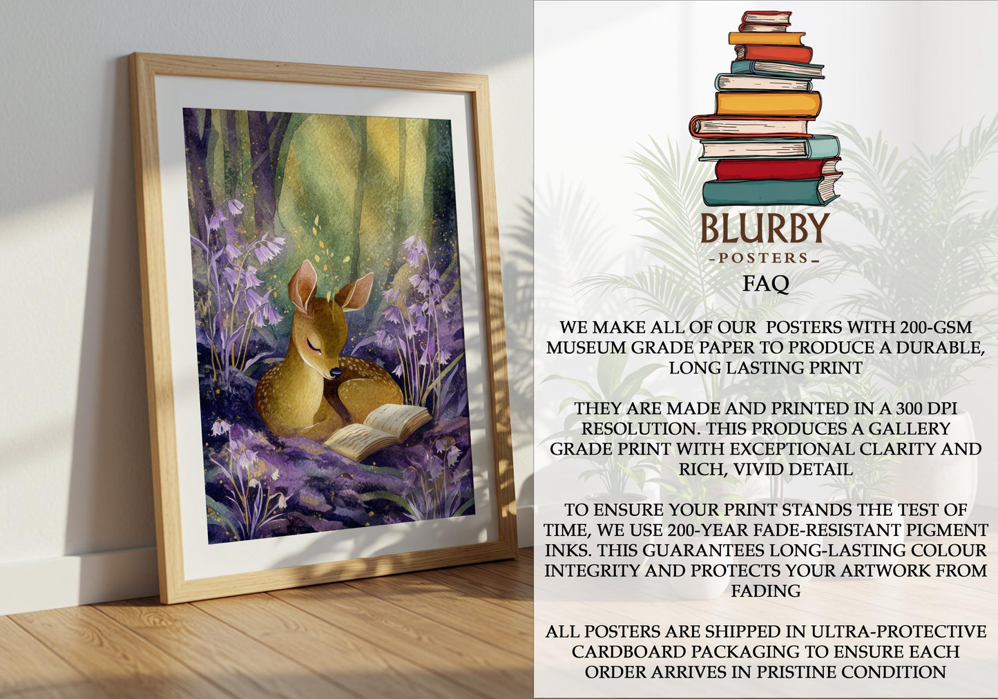 Deer Reading Print | Cozy Wall Decor | Cute Gift For Book Lover | Book Nook Poster | Book Art | Aesthetic Room Art | Home Decor Poster - Book Poster Art Print Decor Bookish