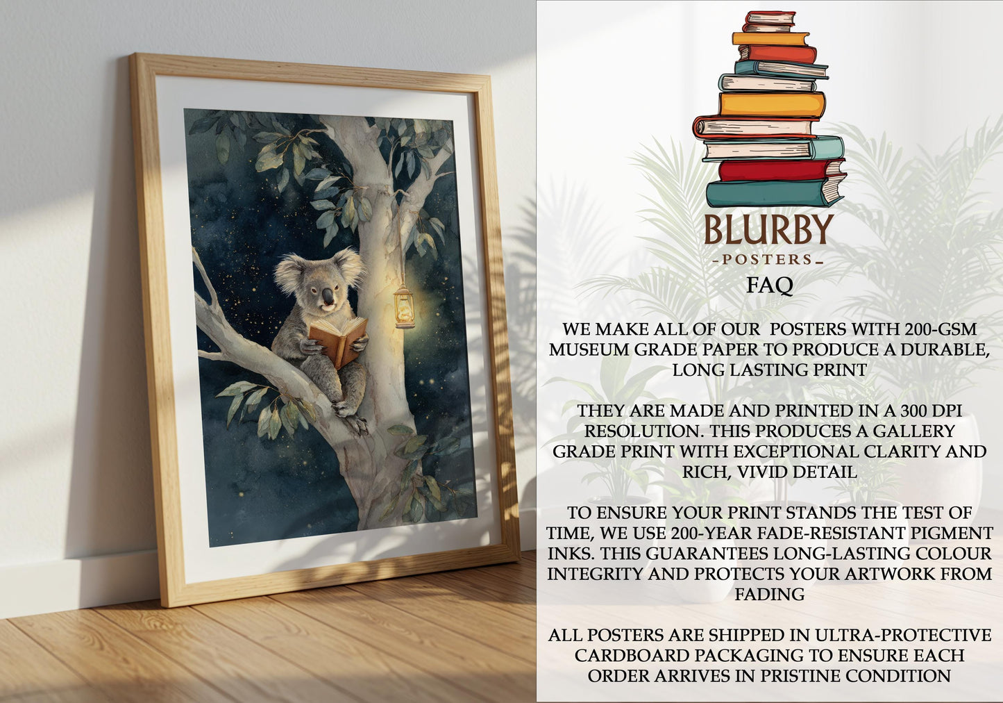 Koala Reading in Tree Print | Cozy Wall Decor | Cute Gift For Book Lover | Book Nook Poster | Book Art | Aesthetic Room Art | Home Decor - Book Poster Art Print Decor Bookish