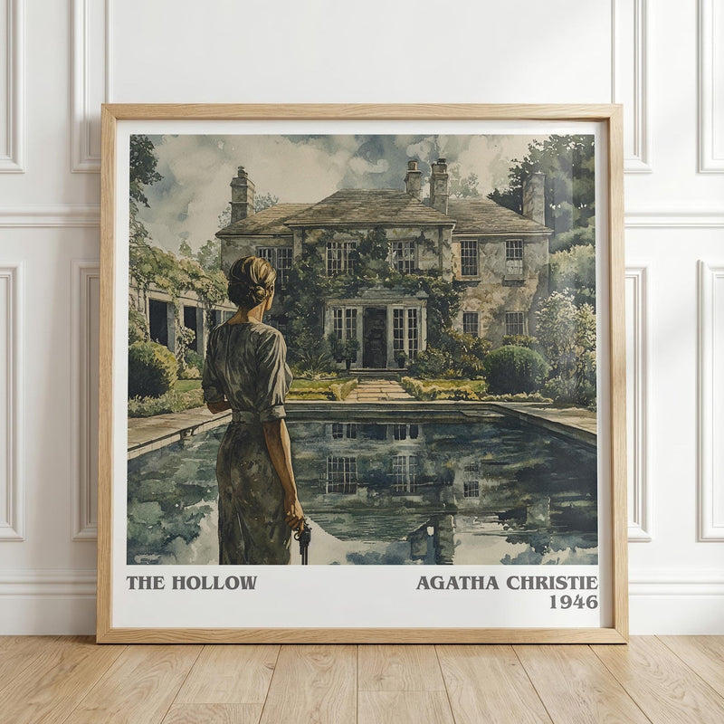 The Hollow literary print in frame leaning in hallway – mystery wall art