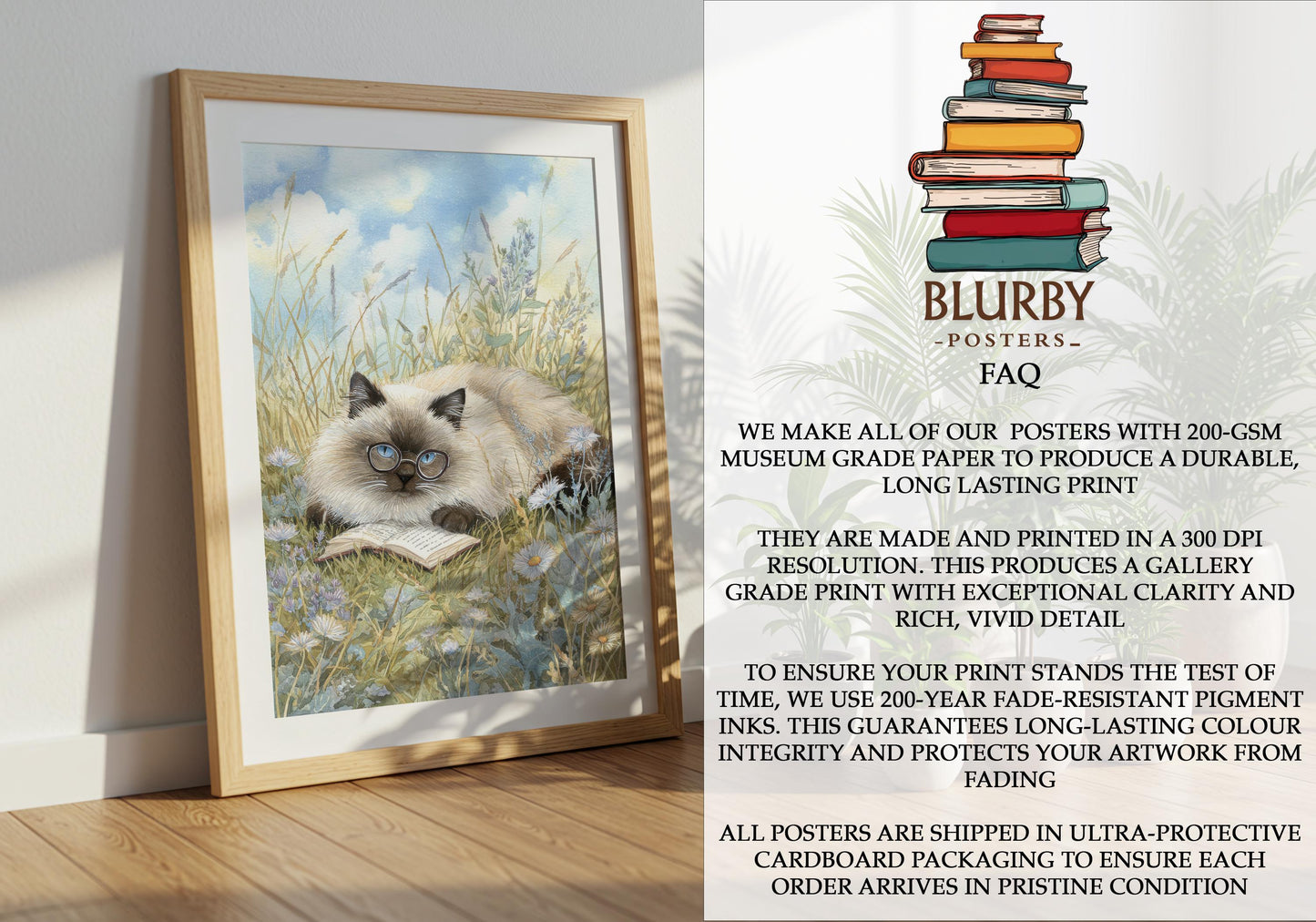 Cat Reading in Daisy Field Print | Cozy Wall Decor | Gift For Book Lover | Book Nook Poster | Book Art | Aesthetic Room Art | Home Decor - Book Poster Art Print Decor Bookish