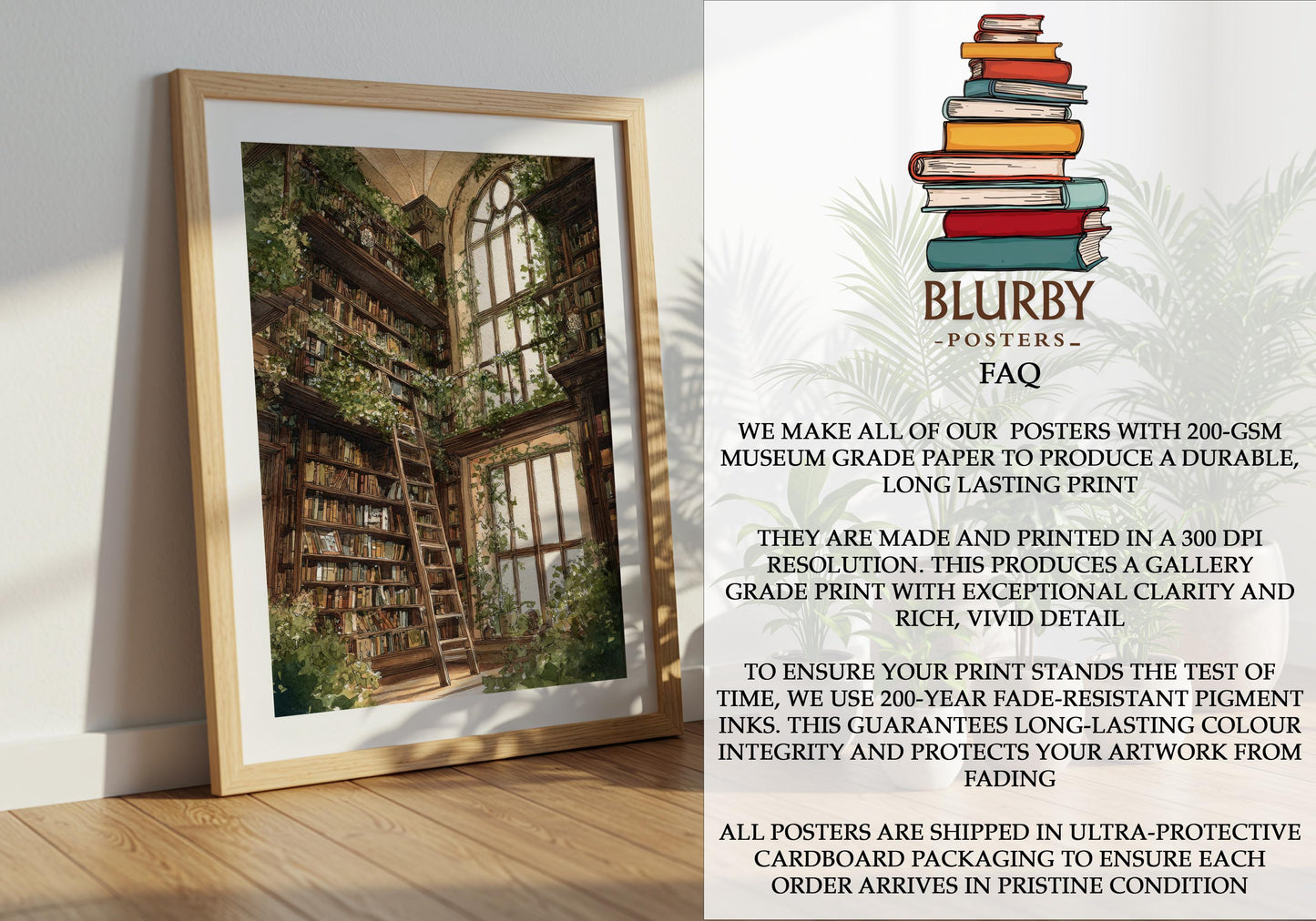 Cathedral Window Library Print | Cozy Wall Decor | Book Lover Gift | Book Nook Poster | Book Wall Art | Aesthetic Room | Reader Home Decor - Book Poster Art Print Decor Bookish