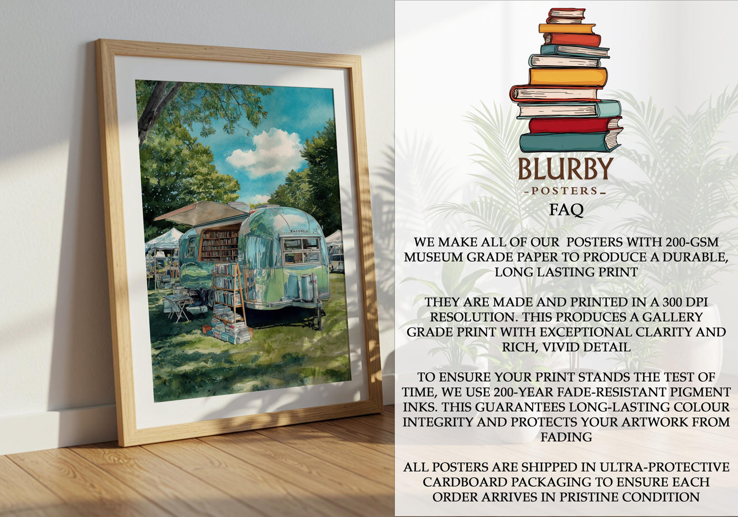 Vintage Airstream Trailer Bookshop Print | Cozy Wall Decor | Book Lover Gift | Book Nook Poster | Book Art | Aesthetic Room | Reader Decor - Book Poster Art Print Decor Bookish