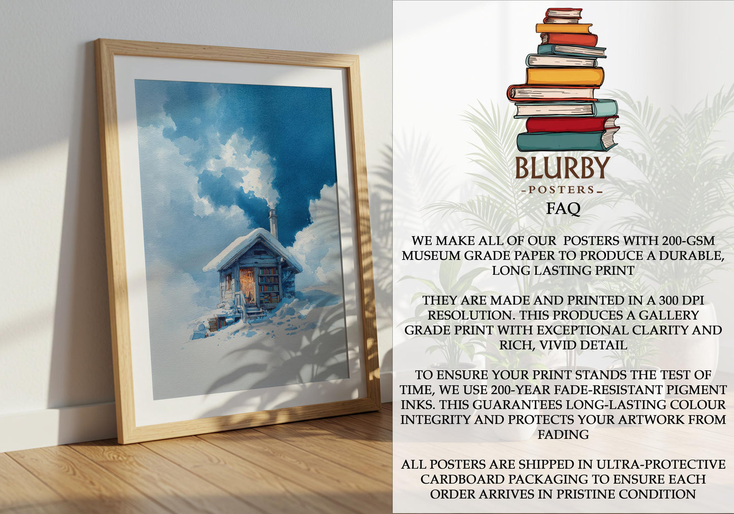 Winter Mountain Cabin Library Print | Cozy Wall Decor | Book Lover Gift | Book Nook Poster | Book Art | Aesthetic Room | Reader Home Art - Book Poster Art Print Decor Bookish