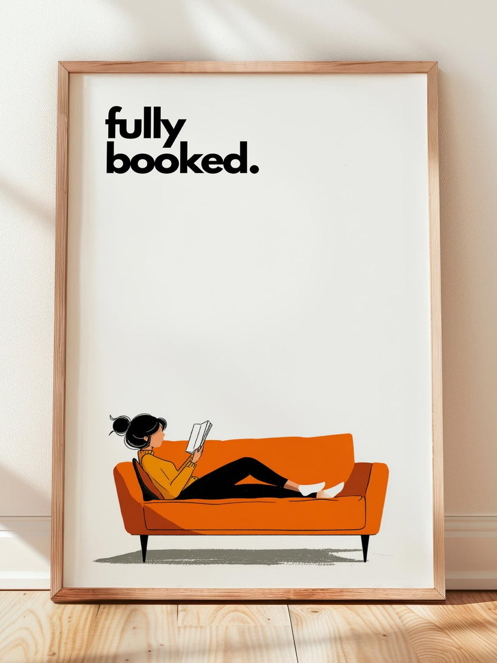 Fully Booked Reading Print | Funny Book Art | Cozy Wall Decor | Book Lover Gift | Nook Poster | Reader Gift | Aesthetic Art | Home Decor - Book Poster Art Print Decor Bookish