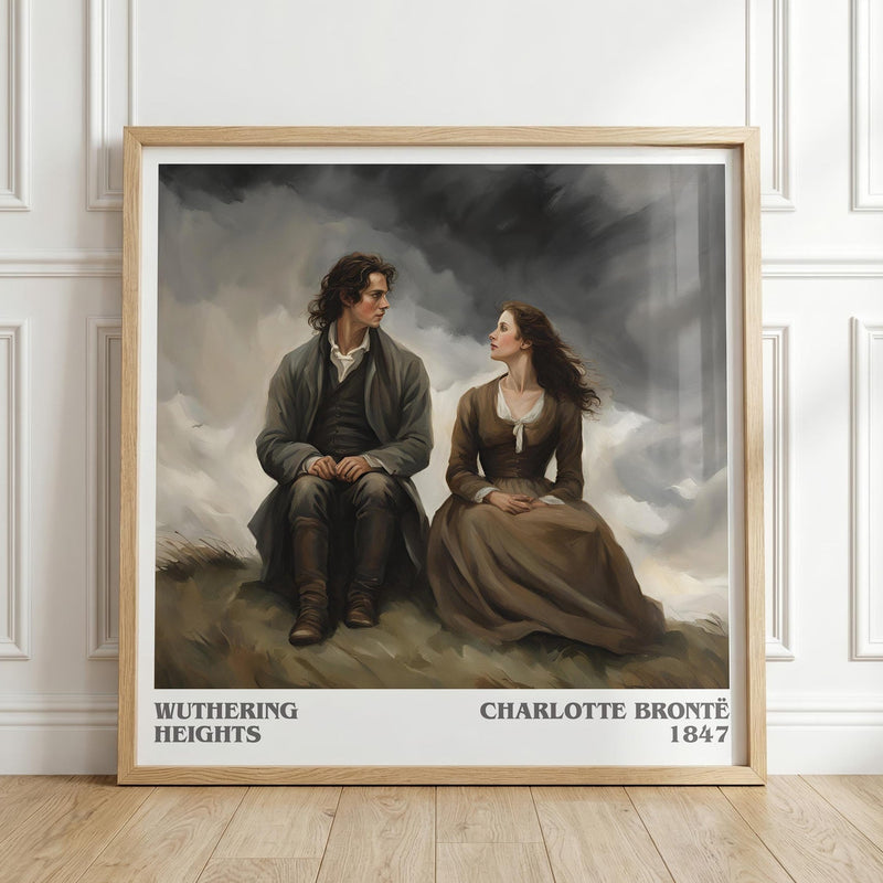 Wuthering Heights literary print in frame leaning in hallway – gothic wall art