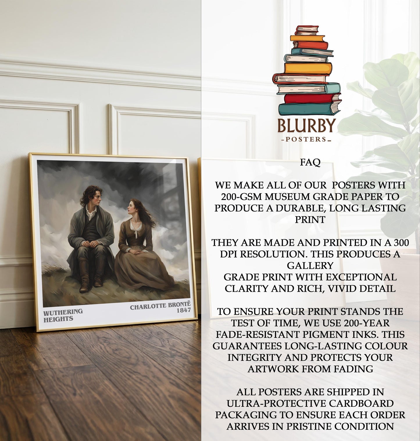 Wuthering Heights by Charlotte Bronte | Book Poster | Literary Art Gift For Book Lover | Novel Inspired Wall Art | Free Delivery