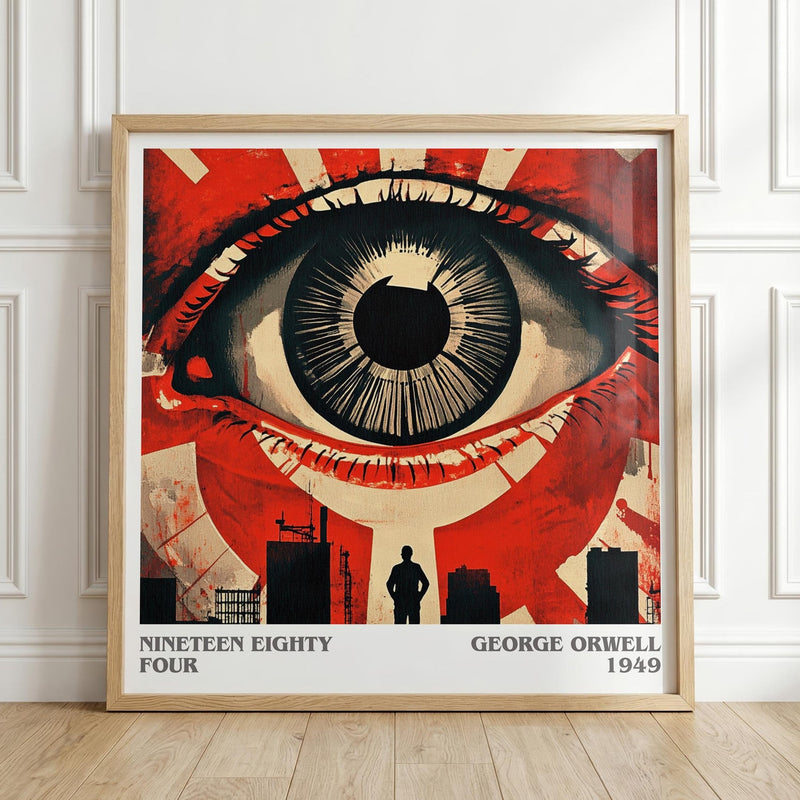 1984 literary print in frame leaning in hallway – dystopian wall art