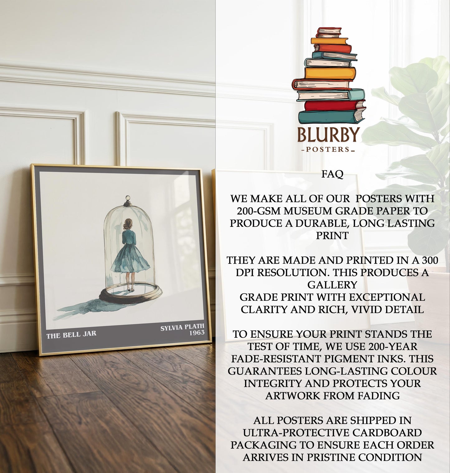 The Bell Jar by Sylvia Plath | Book Poster | Literary Art Gift For Book Lover | Novel Inspired Wall Art | Free Delivery