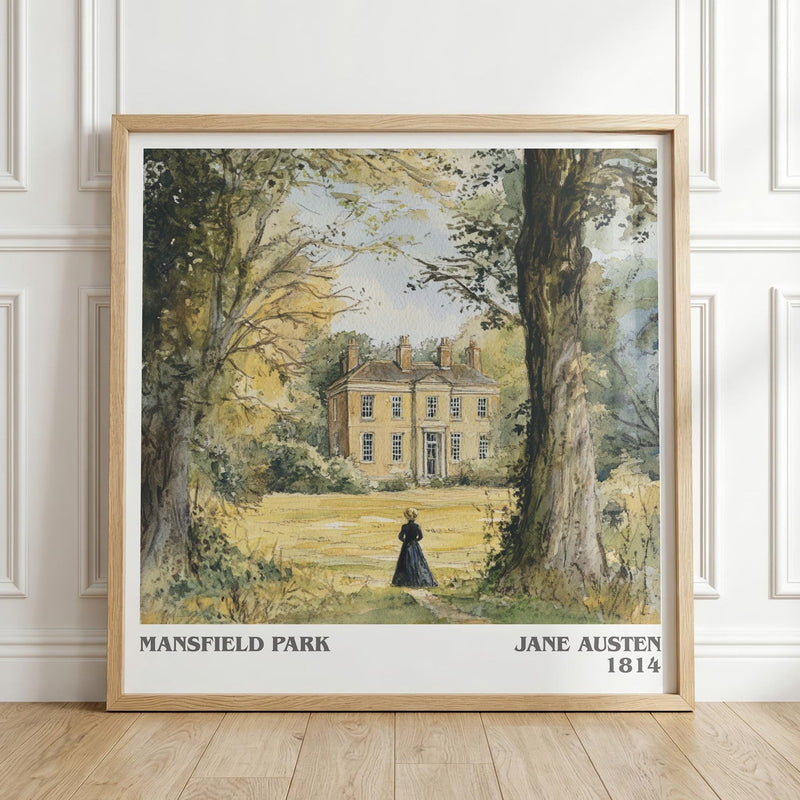 Mansfield Park literary print in frame leaning in hallway – classic literature wall art