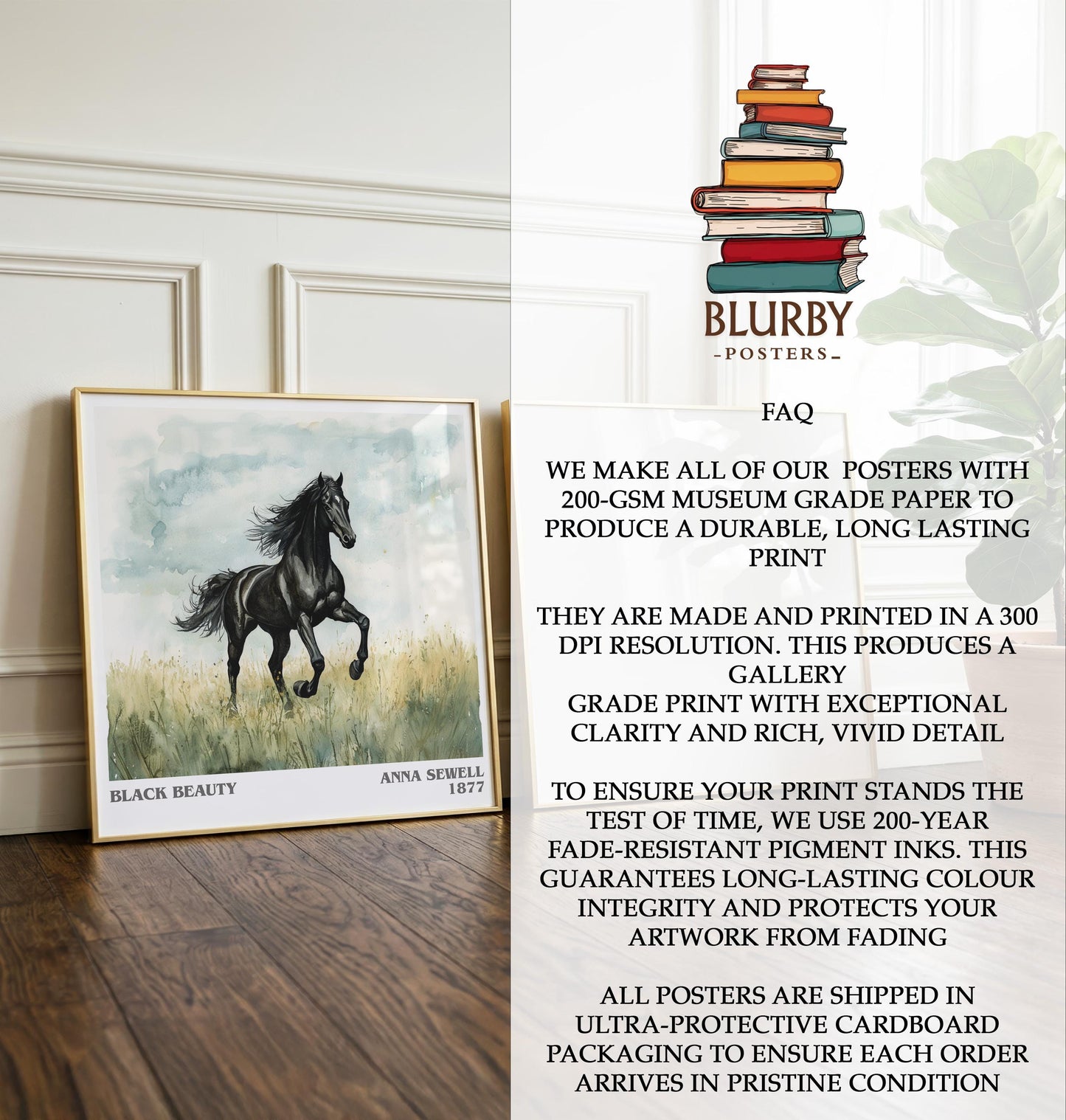 Black Beauty by Anna Sewell | Book Poster | Literary Art Gift For Book Lover | Novel Inspired Wall Art | Free Delivery
