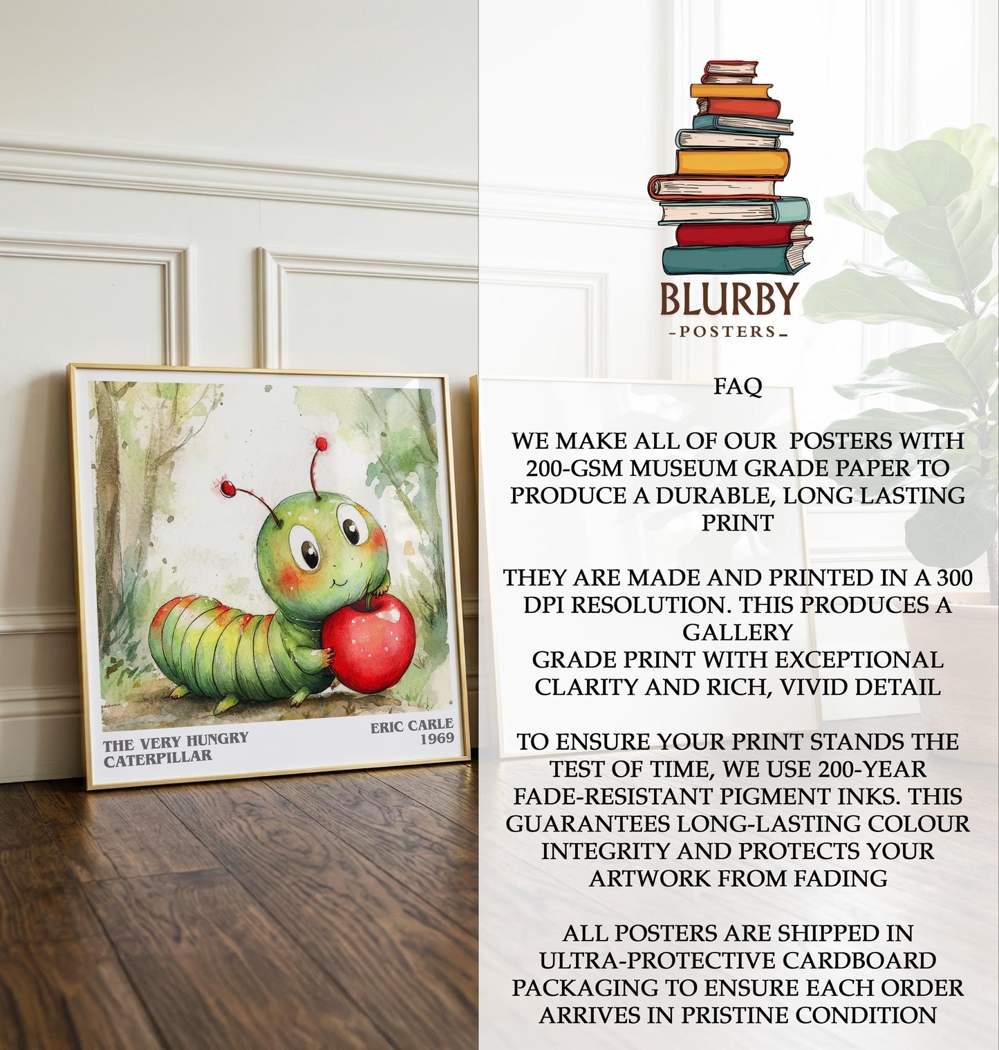The Very Hungry Caterpillar by Eric Carle | Book Poster | Literary Art Gift For Book Lover | Novel Inspired Wall Art | Free Delivery