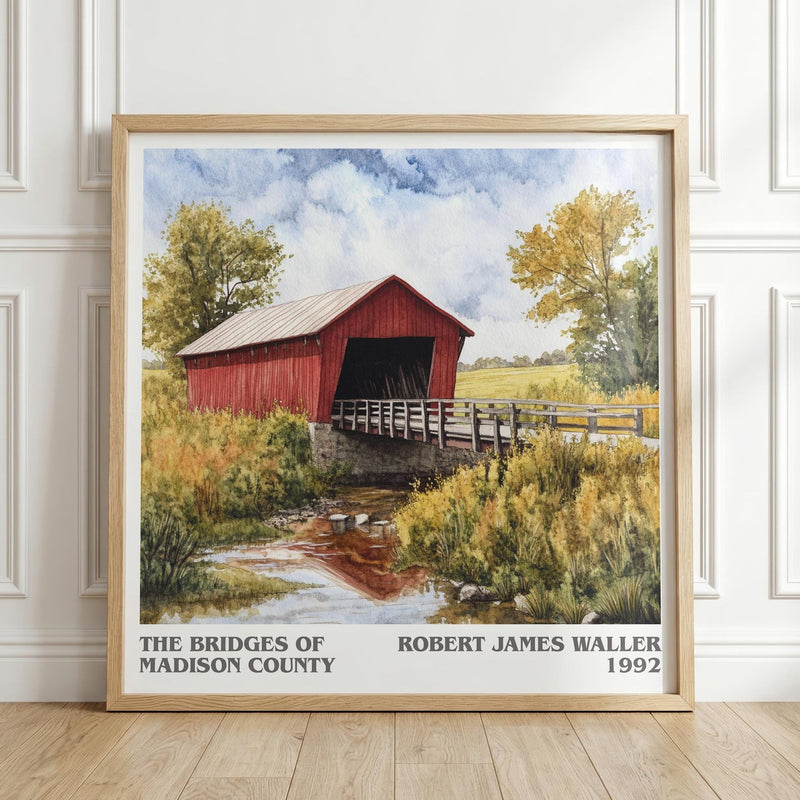 The Bridges of Madison County literary print in frame leaning in hallway – romance wall art