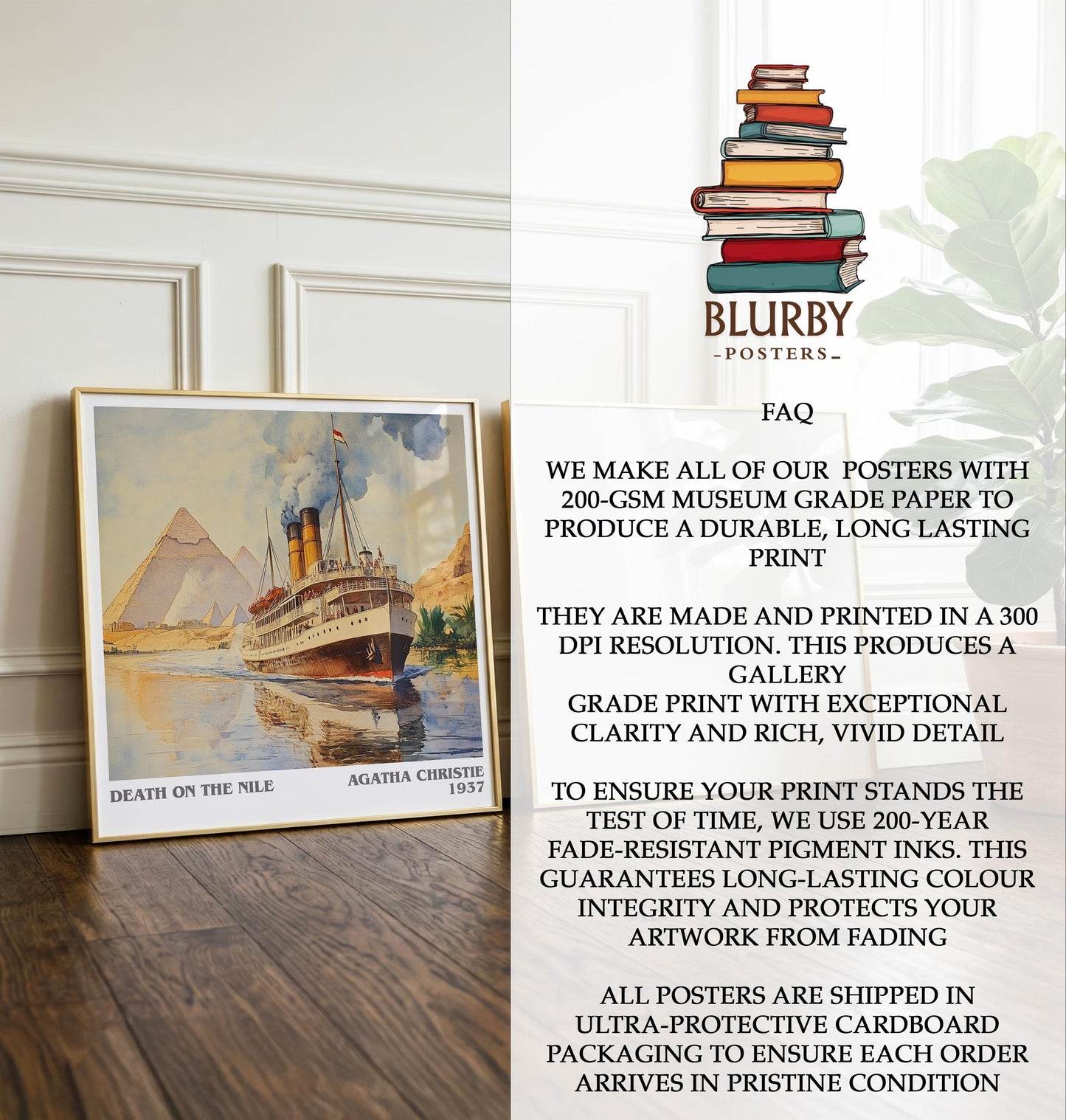 Death On The Nile by Agatha Christie | Book Poster | Literary Art Gift For Book Lover | Novel Inspired Wall Art | Free Delivery