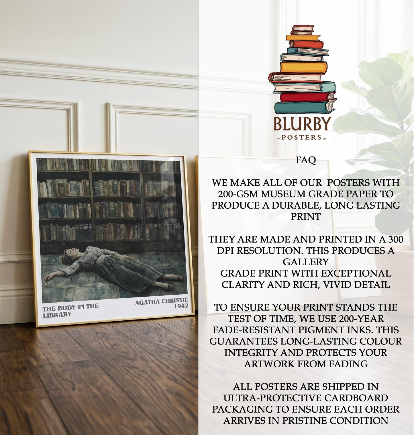 The Body In The Library by Agatha Christie | Book Poster | Literary Art Gift For Book Lover | Novel Inspired Wall Art | Free Delivery