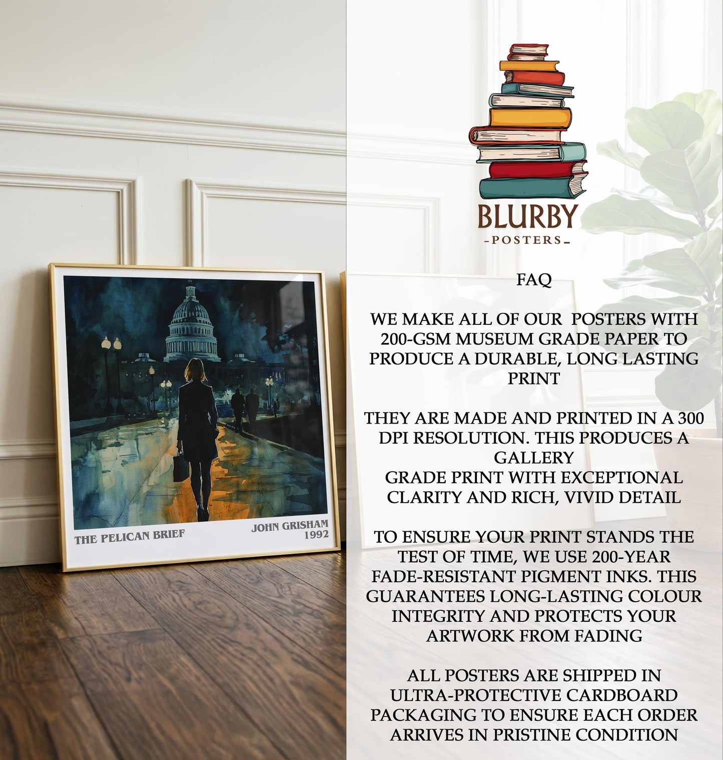 The Pelican Brief by John Grisham | Book Poster | Literary Art Gift For Book Lover | Novel Inspired Wall Art | Free Delivery