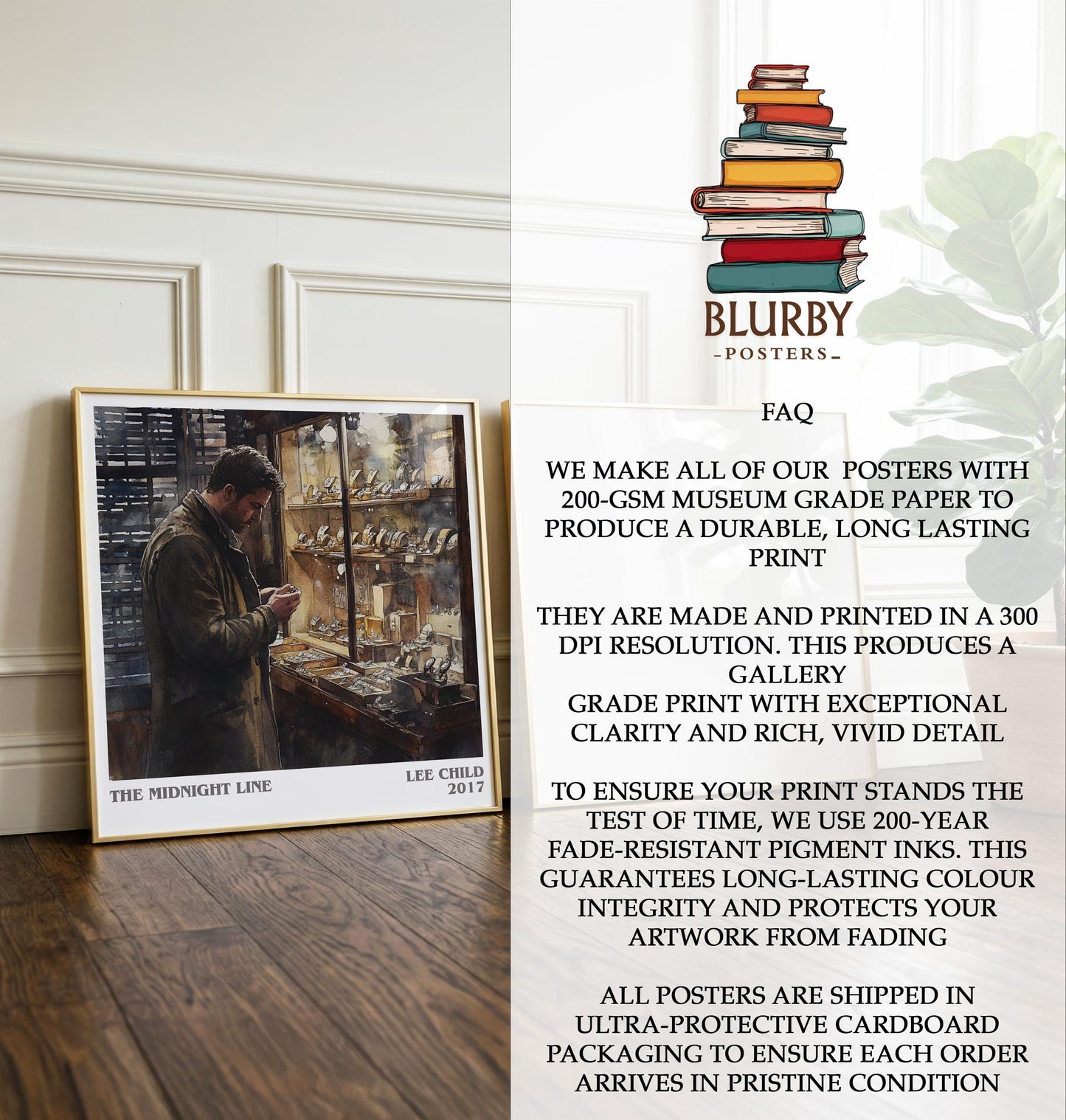The Midnight Line by Lee Child | Book Poster | Literary Art Gift For Book Lover | Novel Inspired Wall Art | Free Delivery