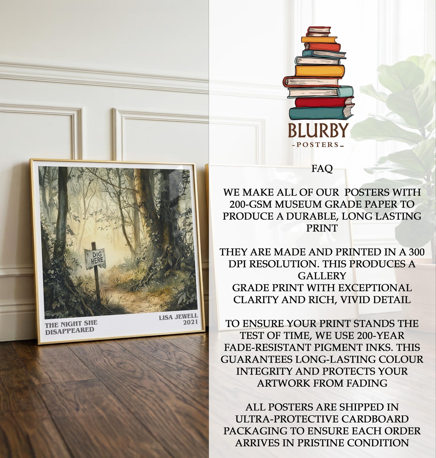 The Night She Disappeared by Lisa Jewell | Book Poster | Literary Art Gift For Book Lover | Novel Inspired Wall Art | Free Delivery