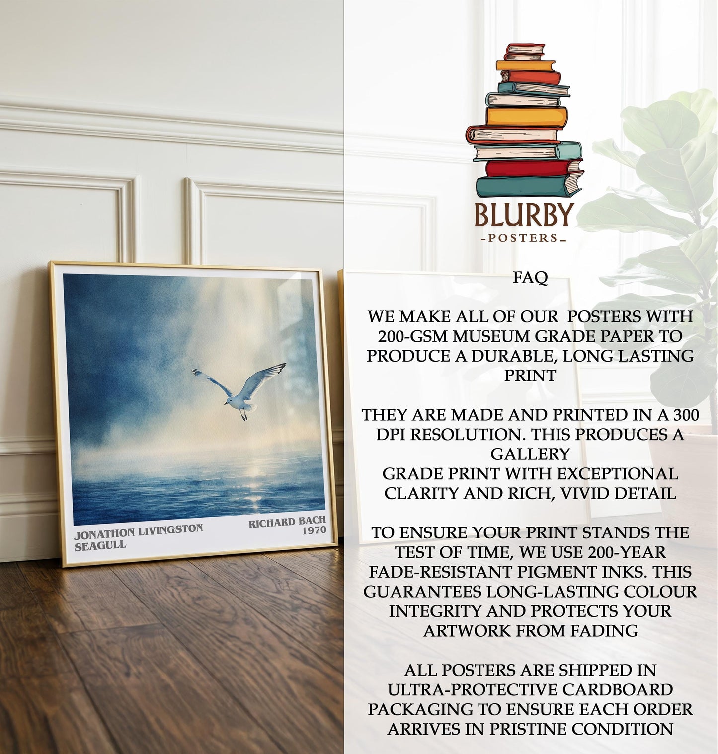 Jonathan Livingston Seagull by Richard Bach | Book Poster | Literary Art Gift For Book Lover | Novel Inspired Wall Art | Free Delivery