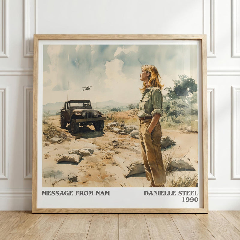 Message from Nam literary print in frame leaning in hallway – historical fiction wall art