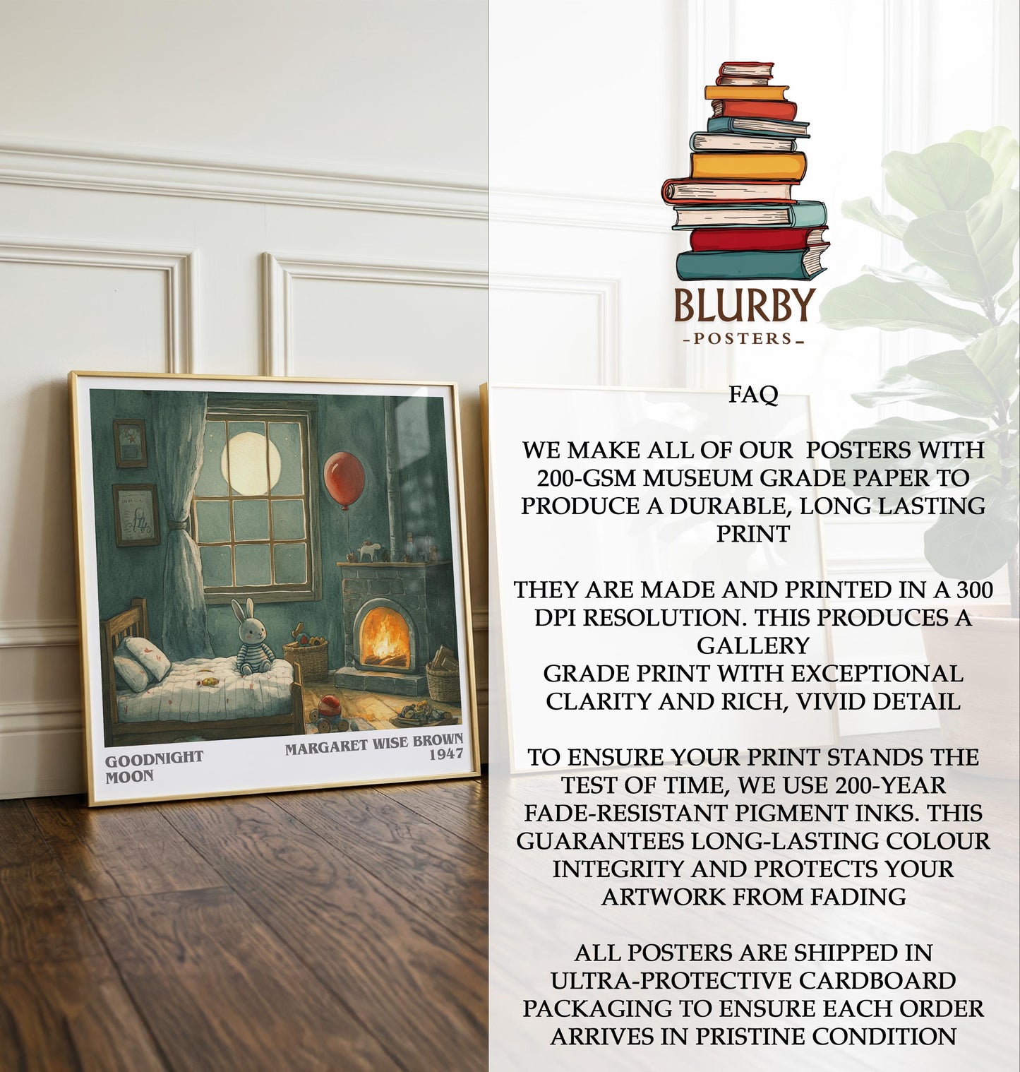 Goodnight Moon by Margaret Wise Brown | Book Poster | Literary Art Gift For Book Lover | Novel Inspired Wall Art | Free Delivery