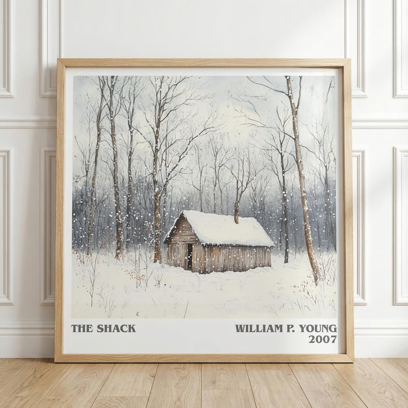 The Shack literary print in frame leaning in hallway – non fiction wall art