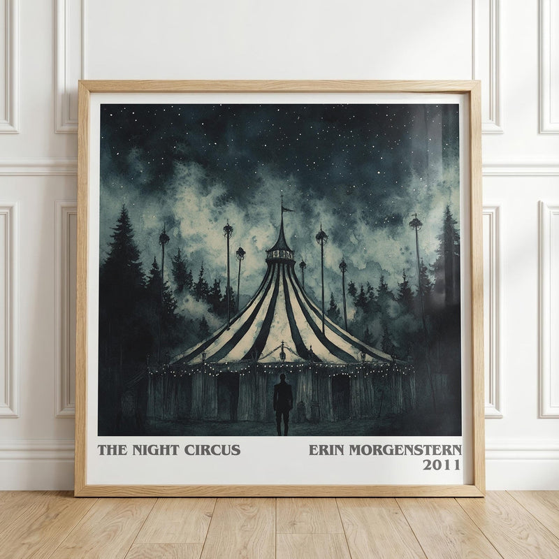 The Night Circus literary print in frame leaning in hallway – fantasy wall art