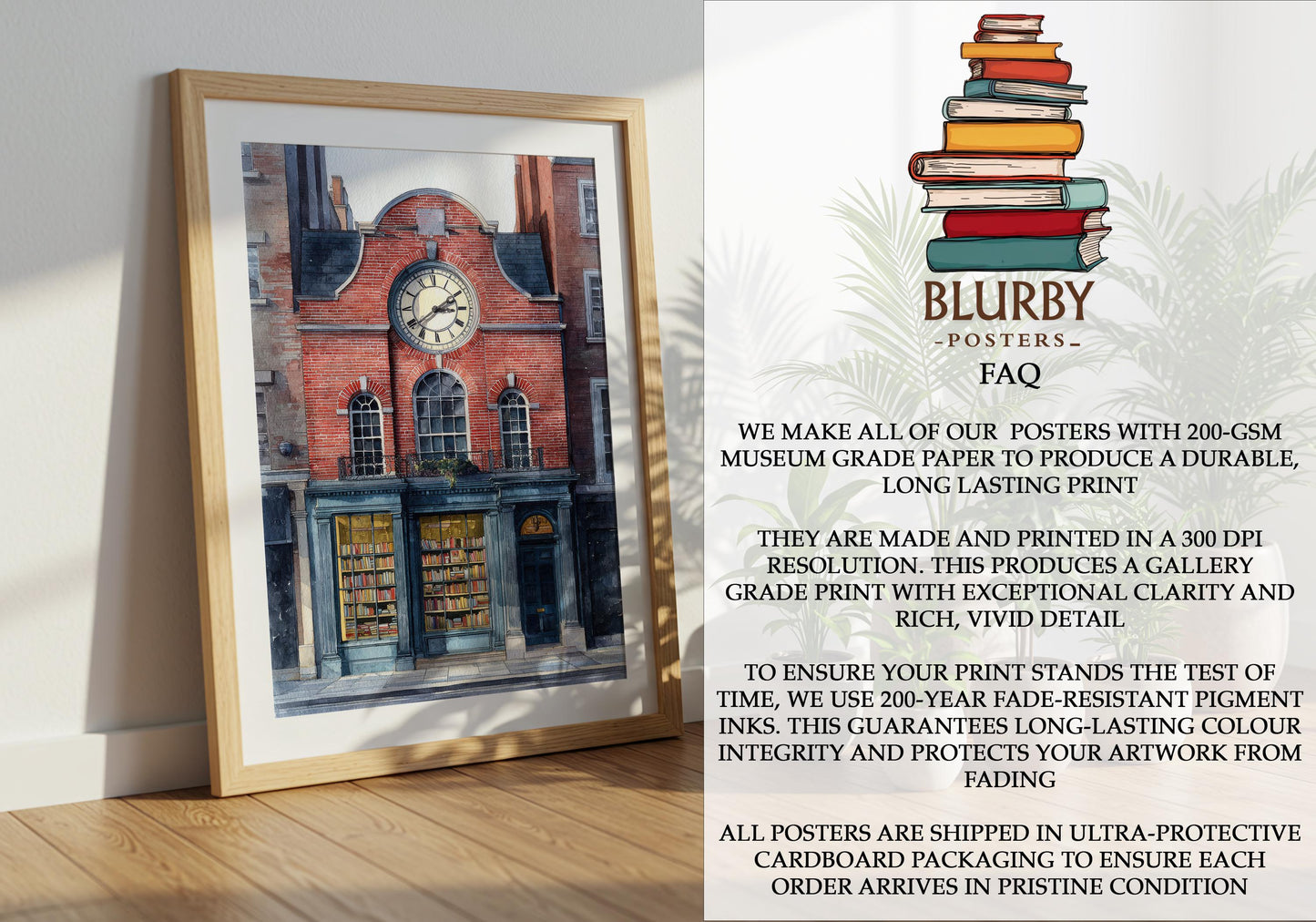Vintage London Clock Library Print | Cozy Wall Decor | Book Lover Gift | Book Nook Poster | Book Art | Aesthetic Room Art | Home Decor - Book Poster Art Print Decor Bookish