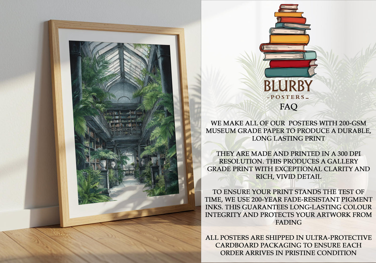 Lush Conservatory Jungle Library Print | Cozy Wall Decor | Book Lover Gift | Book Nook Poster | Book Art | Aesthetic Room Art | Home Decor - Book Poster Art Print Decor Bookish