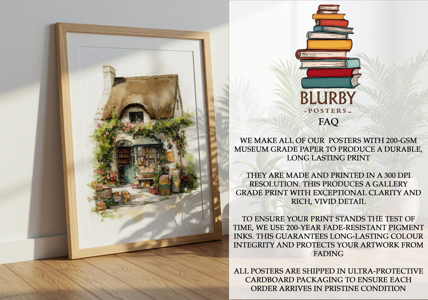Thatched Roof Cottage Bookshop Print | Cozy Wall Decor | Book Lover Gift | Book Nook Poster | Book Art | Aesthetic Room Art | Home Decor - Book Poster Art Print Decor Bookish
