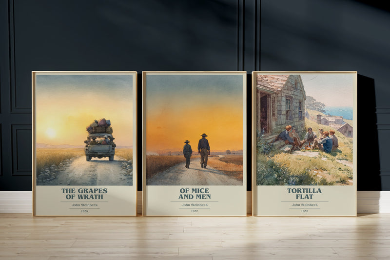 Steinbeck Classics: The Grapes Of Wrath, Of Mice And Men, Tortilla Flat framed art prints
