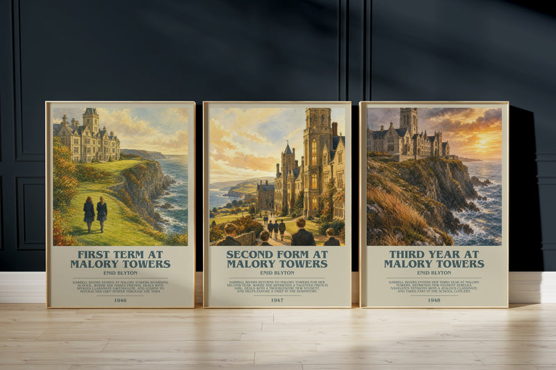 Malory Towers Trio: First Term At Malory Towers, Second Form At Malory Towers, Third Year At Malory Towers framed art prints