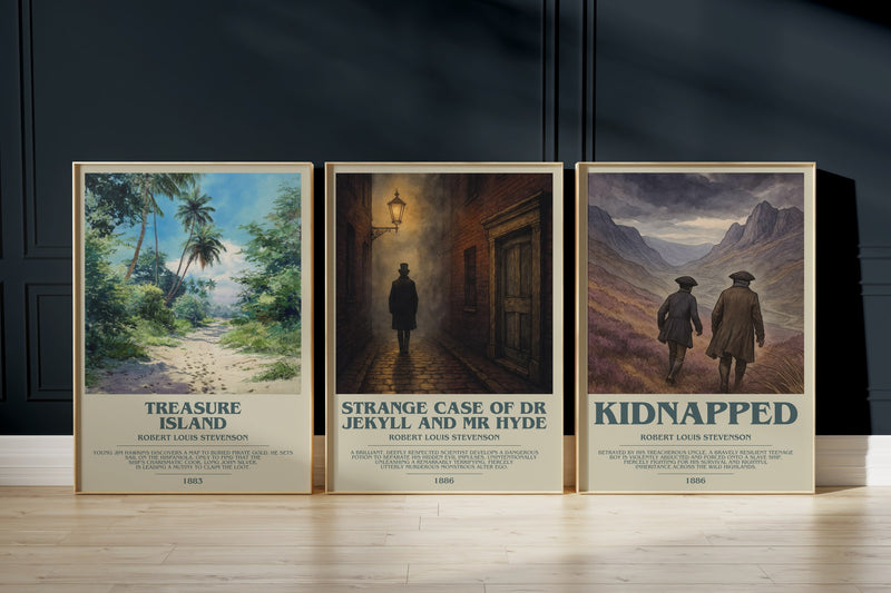 Stevenson Classics: Treasure Island, Strange Case Of Dr Jekyll And Mr Hyde, Kidnapped framed art prints